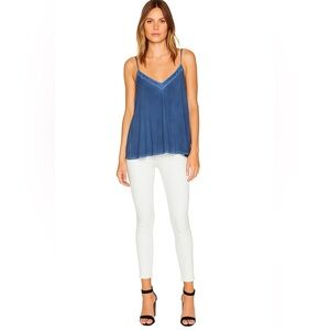 NWT Anthropologie Tina +Jo Oil Wash Blue Crisscross Back V-Neck Cami Tank Top L